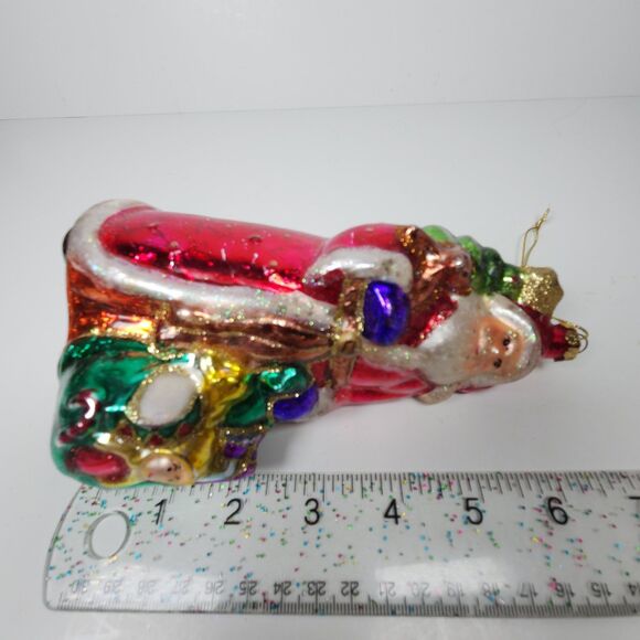 Blown Glass Santa Claus Ornament Hanging Painted 7 In. Tall Bright Old World - Picture 3 of 5